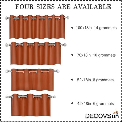 Rust Valances for Windows 42X18 Inches Blackout Thermal Insulated Valance with Grommet Top for Kitchen Living Room Short Straight Drape Valance for Bedroom Kids Room 1 Panel