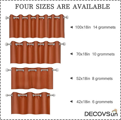 Rust Valances for Windows 100X18 Inches Blackout Thermal Insulated Valance with Grommet Top for Kitchen Living Room Short Straight Drape Valance for Bedroom Kids Room 1 Panel