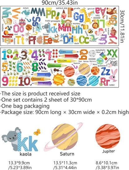 Kids Wall Decals, Alphabet Letters and Numbers Stickers for Kids Room, Nursery, Bedroom, Playroom
