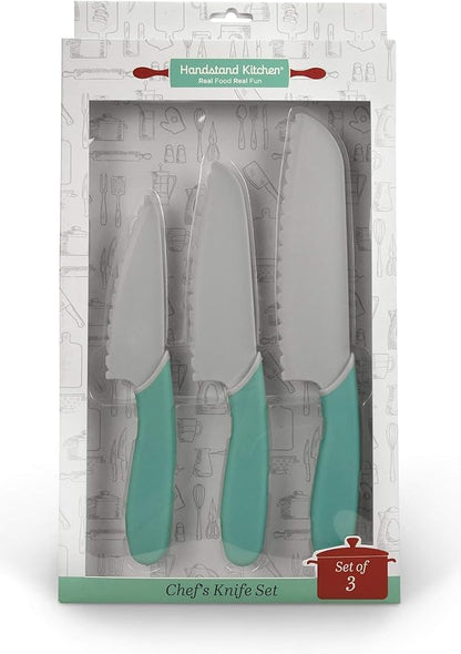 3-Piece 5", 6" and 7" Serrated BPA-Free Knife Set for Kid Safe Cooking