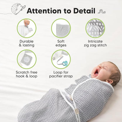 3-Pack Organic Baby Swaddle Sleep Sacks - Newborn Swaddle Sack, Ergonomic Baby Swaddles 0-6 Months, Swaddles for Newborns, Baby Sleep Sack, Baby Swaddle Blanket Wrap,Baby Essentials (Nordic,L)