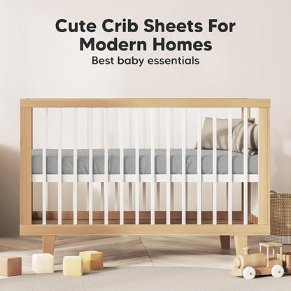 2-Pack Organic Crib Sheets for Boys, Girls - Jersey Fitted Crib Sheet, Baby Crib Sheets Neutral, Crib Mattress Sheet, Cotton Crib Sheets, Breathable Crib Sheet, Baby Mattress Sheets (Storm)