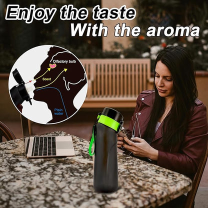Air Water Bottle, Air Water Bottle with 11 Flavor Pods, 750ml Air Water Bottle with Straw, Scented Sports Water Bottle Set with Flavour Pods, 0 Sugar No BPA for Schools, Gym, Outdoor Sports