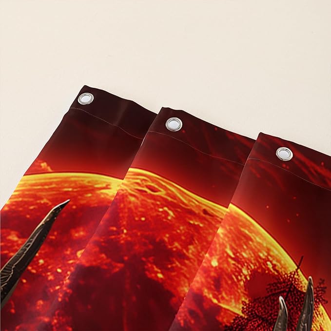 AILONEN Deer Hunting Shower Curtain for Boys,Moon Flame Fire Elk Bath Curtain for Bathroom,Print Polyester Waterproof with 12 Plastic Hooks 72" W*96" H