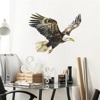 Watercolor Style Eagle Wall Decal Animals Wall Sticker Safari Wall Decor for Nursery Kid'sroom School Classroom Livingroom Bedroom Bathroom Decoration (Watercolor Style Eagle)