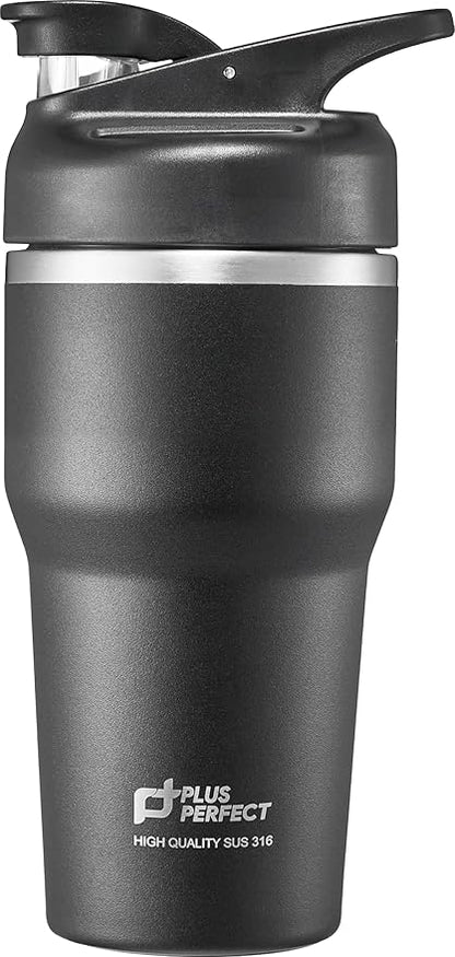 27 OZ 316 Stainless Steel Vacuum Insulated Travel Mug With Leak Proof Flip For Both Straw & Spout, Double Walled Seamless to Keep Hot And Cold, Black