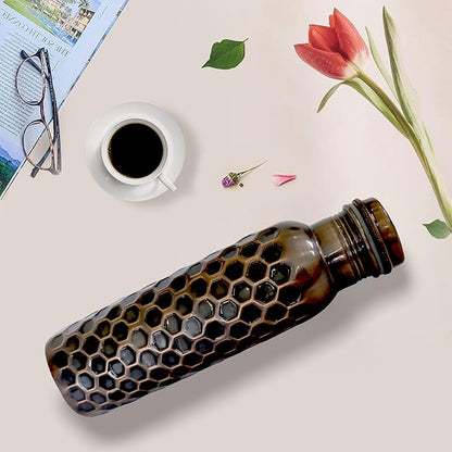Ayurvedic Drinking Copper Water Bottle for Sports, Travel, Yoga & Everyday Use, Water Bottle for Gym, Office, Hiking, Outdoor Capacity 32 Oz (Design 4, 32 Oz)