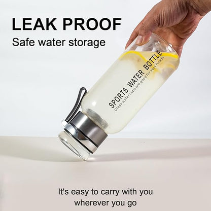 Glass Drinking Bottles,Borosilicate Sports water bottles, 34oz Capacity, With Stainless Steel Tea Strainer and Cup sleeve，Leak-Proof, BPA-Free, for Hot & Cold Beverages Tea, Juice(1PCS)