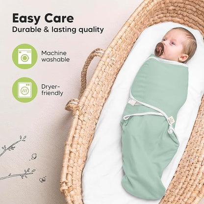 3-Pack Organic Baby Swaddle Sleep Sacks - Newborn Swaddle Sack, Ergonomic Baby Swaddles 0-6 Months, Swaddles for Newborns, Baby Sleep Sack, Baby Swaddle Blanket Wrap, Baby Essentials (Sage, L)