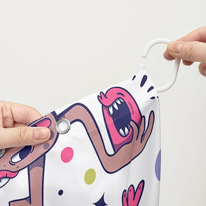 AILONEN Alien Shower Curtain,Spaceship Universe Theme Waterproof Fabric Shower Curtain Sets, 72" W*72" H Monster Robot Bathroom Decor for Boys Teens Kids