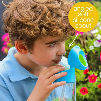 b.box 15oz Tritan Straw Bottle: Kids Water Bottle for Toddlers & Up. Spill Proof, Leak Proof, BPA Free. Great for School/Daycare or Next Step after Sippy Cups (Indigo Rose)