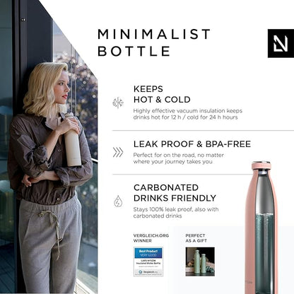 LARS NYSØM Stainless Steel Insulated Water Bottle 12oz 17oz 25oz 34oz 51oz | BPA-free Insulated Thermo Flask for Hot and Cold Beverages | Leakproof Drinking Bottle (Nude, 34oz)