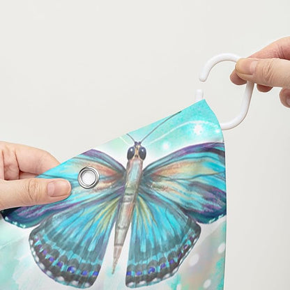 AILONEN Butterfly Shower Curtain,Rainbow Butterfly Bath Curtain,Modern Tie Dye Butterfly Art Decorative Shower Curtain with 12 Plastic Hooks (Kids/Girls/Women/Teen/) 72" W*72" H