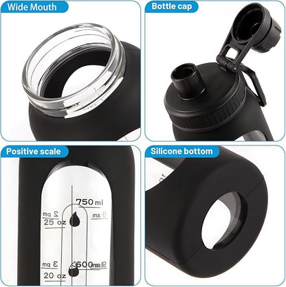 Glass Shaker Bottle,34oz BPA-Free Blender Shaker Bottle With Ball and Cleaning Brush for Protein Mixes Fitness