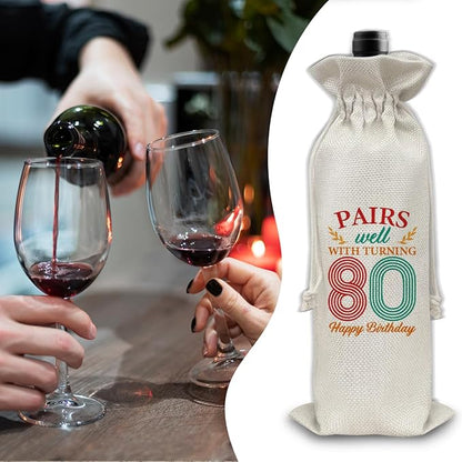 80th Birthday Gifts Wine Bag Congratulations Gifts for Women Men Parents Mom Dad Anniversary 1944 Birthday Wine Gift Bag