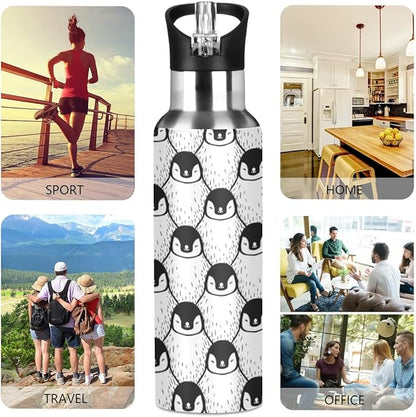 MNSRUU Insulated Water Bottle with Straw, Rainbow and Unicorns Stainless Steel Flasks for Sports Cycling Hiking School