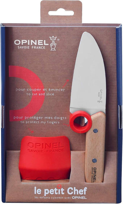Opinel Le Petit Chef Knife Set, Chef Knife with Rounded Tip, Fingers Guard, For Children, Teaching Food Prep and Kitchen Safety, 2 Piece Set, Made in France