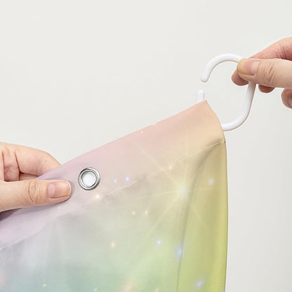 AILONEN Sparkling Stars Shower Curtain, Rainbow Shining Stars Cloth Bath Curtain Set for Girls Teens Kids Rainbow Lover,Fantasy Gradient Shower Curtain Liner,48" W*72" H