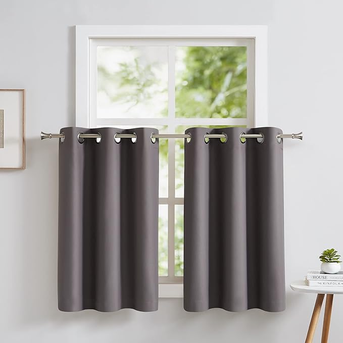 LinenZone Pair of 2 30 inch Wide x 36 Long Kitchen Tiers in Dark Gray Color. Ideal for Any Kitchen, Bathroom or Dining Room.(Nicole 30 x 36, Charcoal)