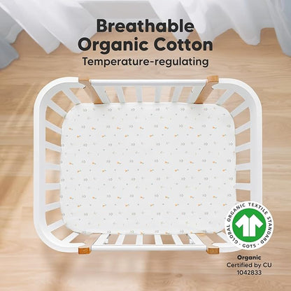 2-Pack Mini Crib Sheets Fitted, Pack and Play Sheets - Organic Cotton Pack N Play Sheets for Pack and Play Mattress, Playard Baby Crib Sheets, Jersey Crib Sheets Neutral for Boys, Girls (Wildflowers)