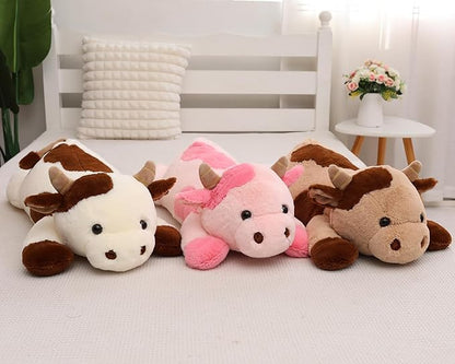 25.6 inch 5 lbs Cow Weighted Stuffed Animals, Large Weighted Plush Animal, Cute Plush Toy Pillow, Soft Kawaii Plushie Gifts for Adults, Kids, Boys and Girls
