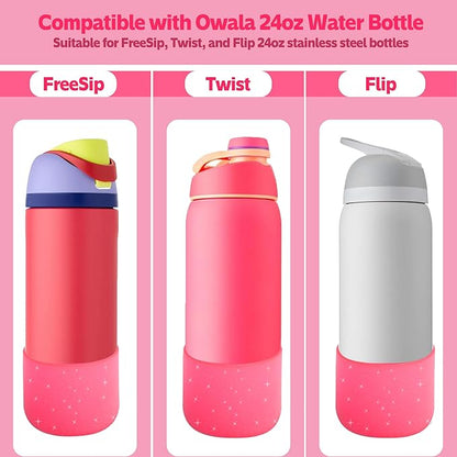 2PCS Silicone Water Bottle Boot for Owala 24oz 32oz 40oz,Anti-Slip Protective Sleeve Bottom Bumper Protector for FreeSip, Twist, and Flip Water Bottles