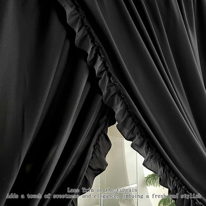 AIKASY Princess Canopy Bed Curtains with Top Ties - Windproof & Lightproof for Girls' Adult Bedroom Decor | Bed Canopy Drapes (Queen,Black)
