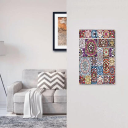 Morocco Talavera Mexican Tiles Printed Colroful Mandala 1 Gang Light Switch Covers No Device Wall Plate Decorative Blank Switchplate Electrical Faceplate for Kitchen Bathroom Bedroom Decor