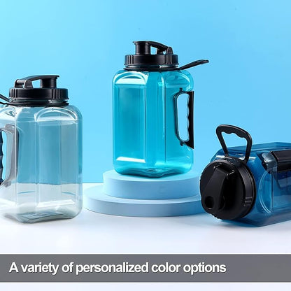 Half Gallon Water Bottle Large Sports Water Bottle Jug With Times to Drink Marker BPA Free Reusable for Fitness Gym Outdoor 64oz Grey