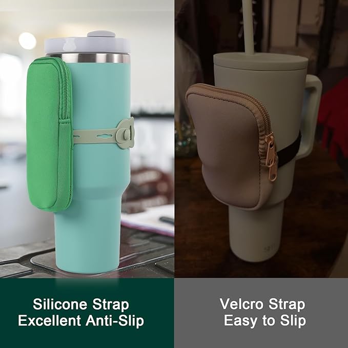 MLKSI Water Bottle Zipper Pouch for Stanley Cup Accessories, Two Layers Cute Storage Bags for Stanley Tumbler with Handle