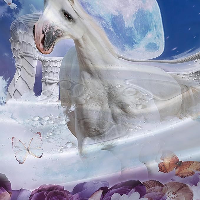 AILONEN Unicorn Shower Curtain, Holy Unicorn Theme Shower Curtain for Girls Teens Bathroom,3D Flower Butterfly Waterproof Fabric Shower Curtain Set,72" W*96" H