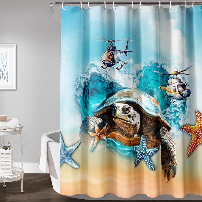 AILONEN Sea Turtle Shower Curtain for Bathroom, Ocean Beach Theme Bathroom Curtain,Tie Dye Animal Bath Curtain 60" W*72" H Polyester Waterproof Bathroom Curtain with 12 Hooks