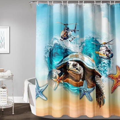AILONEN Sea Turtle Shower Curtain for Bathroom, Ocean Beach Theme Bathroom Curtain,Tie Dye Animal Bath Curtain 72" W*84" H Polyester Waterproof Bathroom Curtain with 12 Hooks