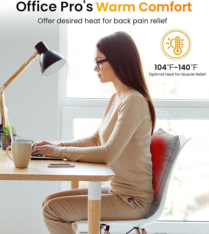 Aroma Season Heated Throw Pillow Lumbar Support Cushion, Back Pain Relief Soothing Cramp Body Warm Hug for Winter, 5 Heating Level and 6 Timer Control, Auto Shut Off Function