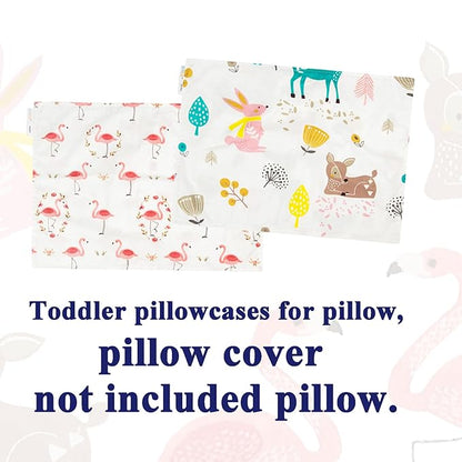 ALVABABY Toddler Pillowcases Fits 13 x 18inch,12x 16inch Kids Pillow for Sleep 2 Pack Cotton Baby Children Pillow Cover Envelope Travel Pillowcases Rabbit Flamingo 2TPW08
