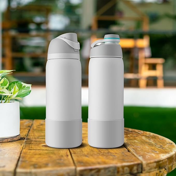 2PCS Silicone Water Bottle Boot for Owala 24oz 32oz 40oz, Anti-Slip Protective Sleeve Bottom Bumper Protector for FreeSip, Twist, and Flip Stainless Steel Water Bottles