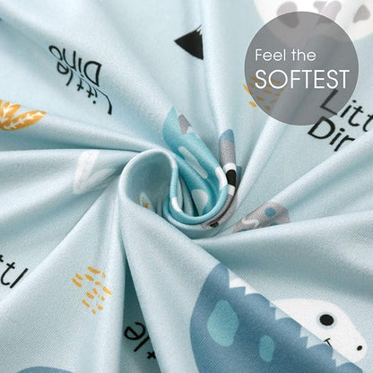 GRSSDER Stretchy Ultra Soft Jersey Knit Fitted Pack n Play Sheets Set 2 Pack, Portable/Mini Crib Sheets for Boys, Universal Fit for Pack N Plays Safe and Snug, Happy Dinosaurs for Baby