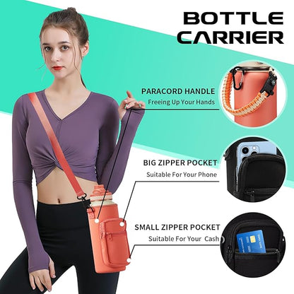 32 oz Sports Water Bottle Insulated - w/Paracord Handle, Straw & Spout Lids, Protective Boot, Sweat Proof Hydro Metal Water Flask Keeps Cold-48H Hot-24H, Travel Thermo Mug for Sports Hiking