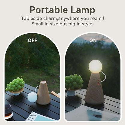 Doll Night Lamp, Battery Operated 1800mAh, C-Type Charging Port, Wood Accent Color (Wood Color)