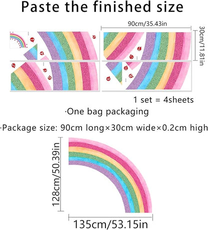 Waterproof Removable Vinyl Huge Rainbow Wall Decal Sticker for Nursery Kidsroom School Classroom Livingroom Bedroom Bathroom Decorations Art Kids Graduation Boho Cute Decals