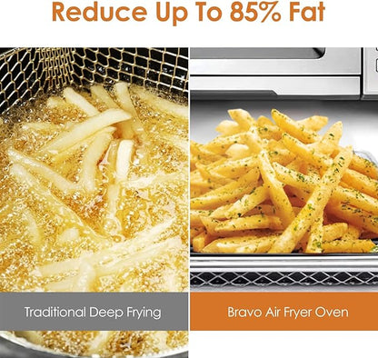 NUWAVE Bravo XL Air Fryer Convection Toaster Oven Countertop, 112-in-1 Smart Grill Combo with Original Flavors & Marks, Adjustable Heating Zones for Pizza, Roast, Bake, 50-500°F, Stainless Steel, 30QT