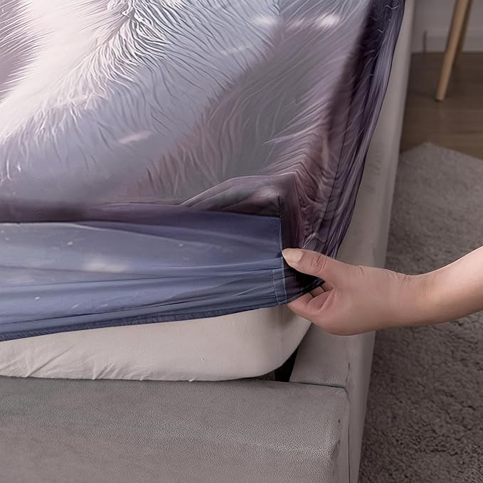 AILONEN Polar Bear Fitted Sheet Set Twin XL Size, Arctic Animals Bedding Winter Snow Bear Kawaii Kids Bed Sheet with 2 Pillowcases,3 Pieces TwinXL Fitted Sheet Set for Girls Boys