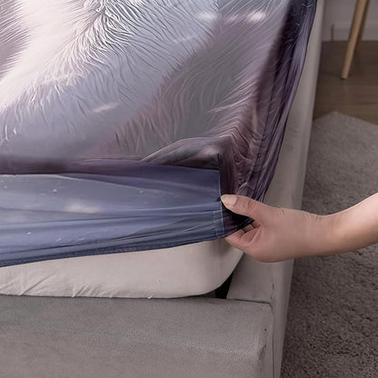 AILONEN Polar Bear Fitted Sheet Set Twin XL Size, Arctic Animals Bedding Winter Snow Bear Kawaii Kids Bed Sheet with 2 Pillowcases,3 Pieces TwinXL Fitted Sheet Set for Girls Boys