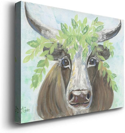 Renditions Gallery Canvas Animal Wall Art Modern Decorations Paintings Olive Crown Steer Abstract Glam Wild Longhorn Canvas Artwork Prints for Bedroom Office Kitchen - 8"x12" LT33