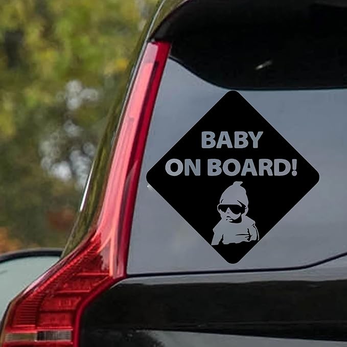 Baby On Board Sticker Viynl Decal Sticker for Windows, Car Sticker | Cars Trucks Vans, Bumper Sticker, Size: 5inch (Black)