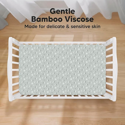 2-Pack Crib Sheets for Boys,Girls - Viscose Derived from Bamboo Fitted Crib Sheet, Organic Baby Crib Sheets, Crib Mattress Sheet,Toddler Bed Sheets,Baby Sheets for Crib Fitted Sheets(Daisies)