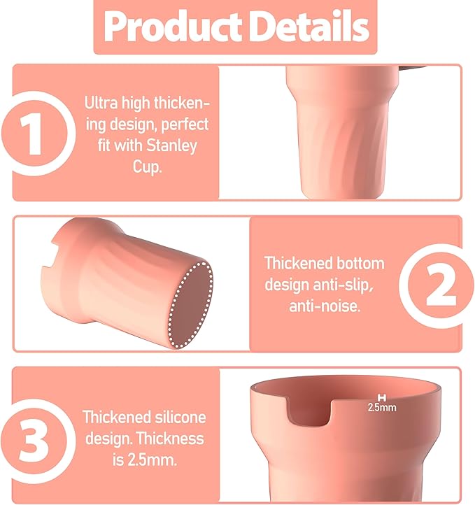40oz Cup Accessories, Silicone Boot for 40oz Tumbler, Bottom Protector Cup Boot, Water Bottle Holder（Silicone Pink）