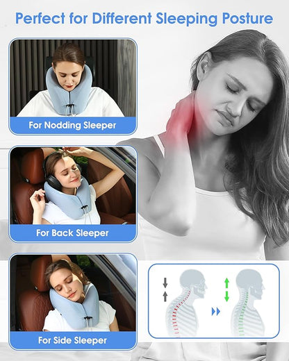 2-in-1 Travel Pillow, Memory Foam U-Shape Airplane Neck Pillow with Storage Bag, Napping Pillow Relax Arms, Ideal for Airplane, Car, Family and Travel Use-Upgraded