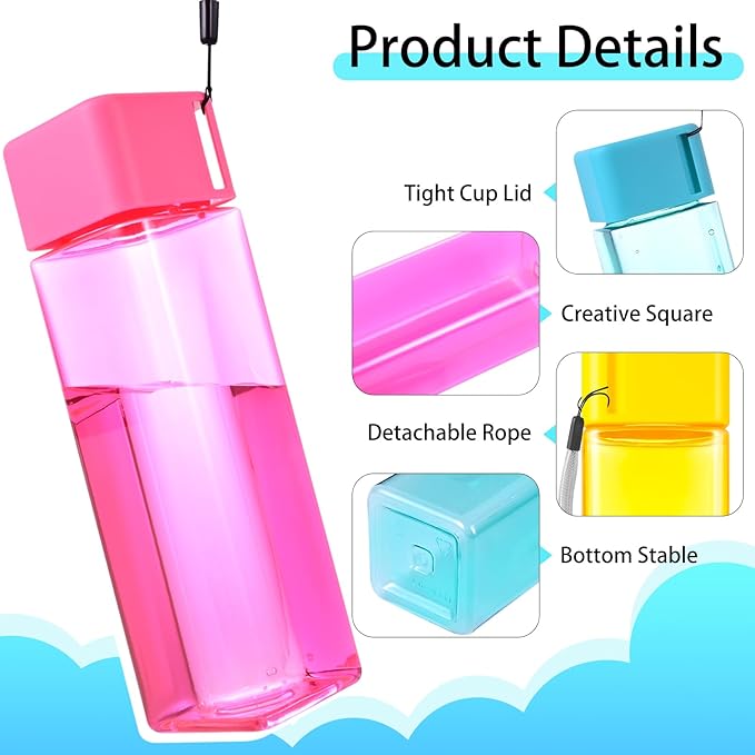Olgaa 16 Sets Back to School Supplies Gifts for Students from Teacher Water Bottles Bulk Set for Kids 16oz with Card Reusable Portable Plastic Sports Drink Water Bottles Bulk for School Classroom