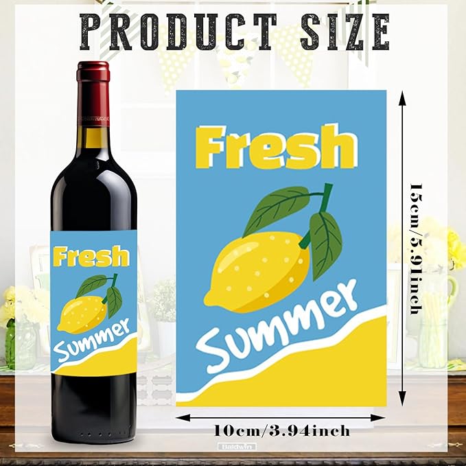 8 Pieces Tropical Summer Wine Bottle Labels Flamingo Pineapple Wine Bottle Stickers Pink Yellow Green Hawaii Wine Bottle Cover Decorations for Summer Beach Carnival Party Supplies